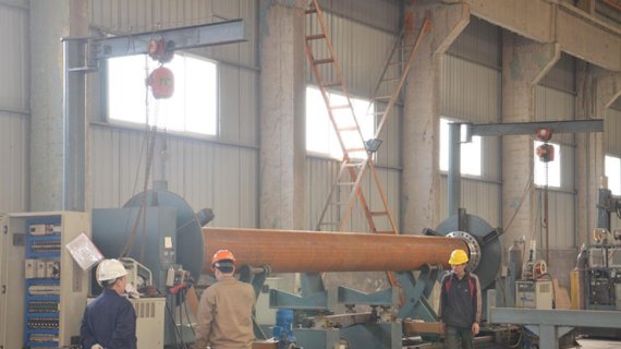 CNC steel flange-pipe assemble machine
